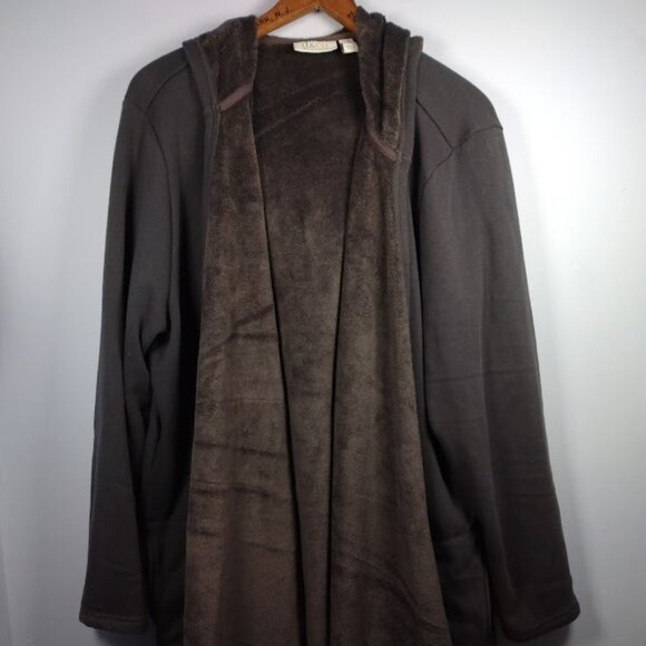 Denim&Co Jackets & Blazers - Denim & Co. Women's XL Lush Lined Jacket Open Cardigan Dark Slate Gray Hooded